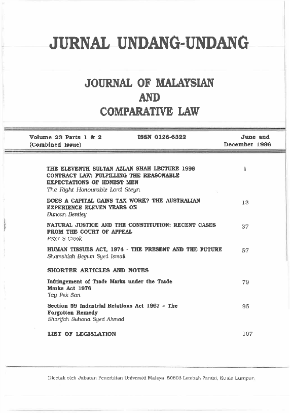 					View Vol. 23 (1996): Journal of Malaysian and Comparative Law
				